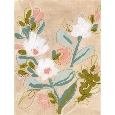 Spring Sketch III Black Modern Wood Framed Art Print with Double Matting by Vess, June Erica