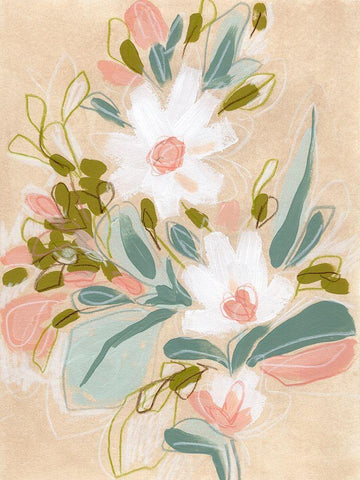 Spring Sketch IV Black Ornate Wood Framed Art Print with Double Matting by Vess, June Erica