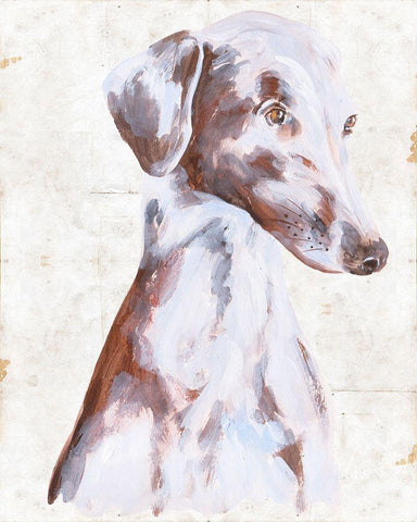 Sitting Dog II White Modern Wood Framed Art Print with Double Matting by Wang, Melissa
