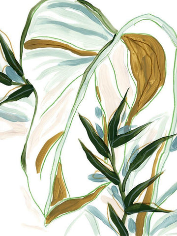 Tropical Impromptu II White Modern Wood Framed Art Print with Double Matting by Vess, June Erica