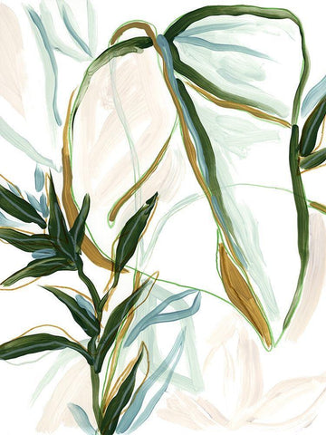 Tropical Impromptu III White Modern Wood Framed Art Print with Double Matting by Vess, June Erica