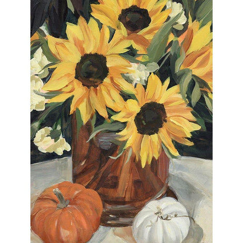 Sunflower Vase I Gold Ornate Wood Framed Art Print with Double Matting by Warren, Annie