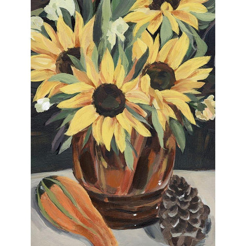Sunflower Vase II White Modern Wood Framed Art Print by Warren, Annie