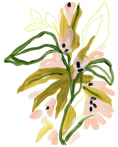 Tropical Cadenza I White Modern Wood Framed Art Print with Double Matting by Vess, June Erica