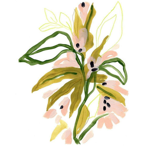 Tropical Cadenza I White Modern Wood Framed Art Print by Vess, June Erica