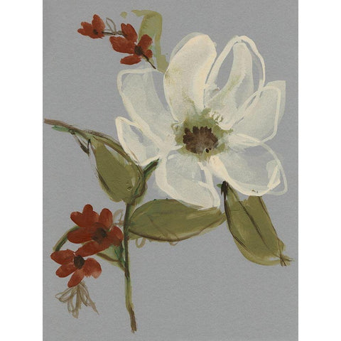 Subdued Floral II White Modern Wood Framed Art Print by Goldberger, Jennifer