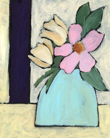 Distressed Bouquet I Black Ornate Wood Framed Art Print with Double Matting by Moore, Regina