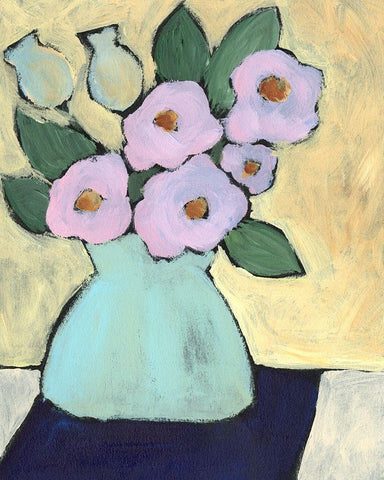 Distressed Bouquet III White Modern Wood Framed Art Print with Double Matting by Moore, Regina