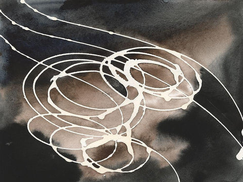 Midnight Swirl I White Modern Wood Framed Art Print with Double Matting by Moore, Regina