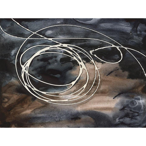 Midnight Swirl II Black Modern Wood Framed Art Print with Double Matting by Moore, Regina