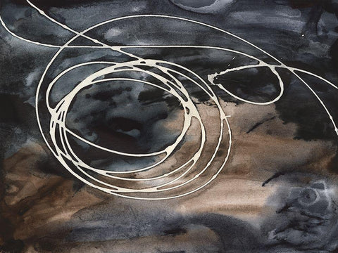 Midnight Swirl II White Modern Wood Framed Art Print with Double Matting by Moore, Regina