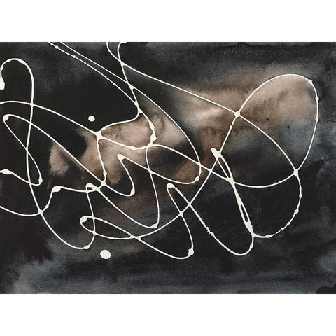 Midnight Swirl III Black Modern Wood Framed Art Print with Double Matting by Moore, Regina