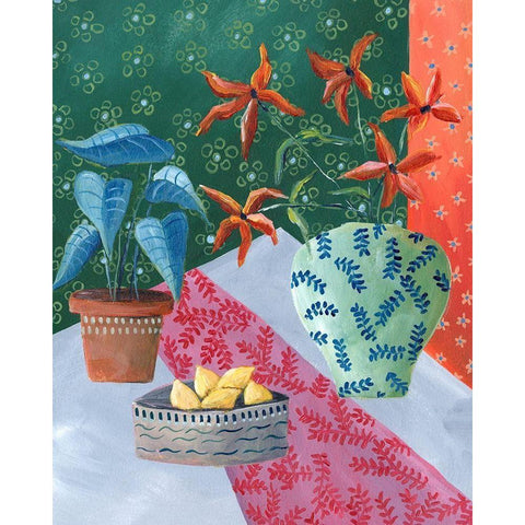 Table Vignette II White Modern Wood Framed Art Print by Moore, Regina