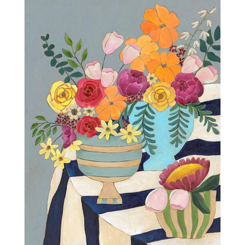 Striped Tablecloth I White Modern Wood Framed Art Print by Moore, Regina