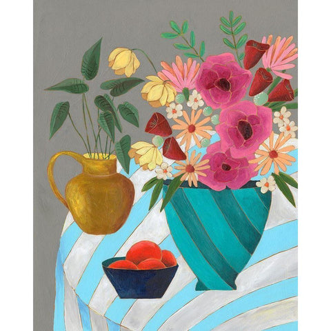 Striped Tablecloth II Black Modern Wood Framed Art Print with Double Matting by Moore, Regina