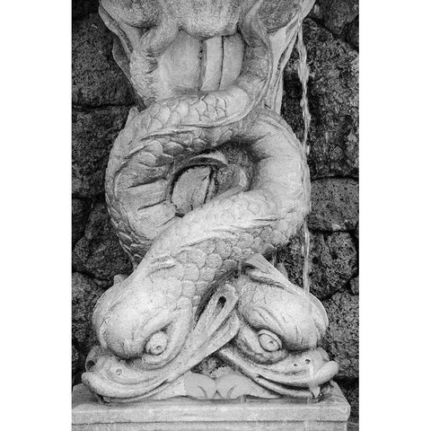Black and White Fountain Detail I Black Modern Wood Framed Art Print with Double Matting by DeNardo, Laura