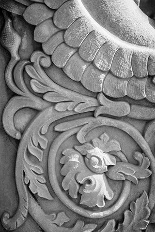 Black and White Fountain Detail II Black Ornate Wood Framed Art Print with Double Matting by DeNardo, Laura