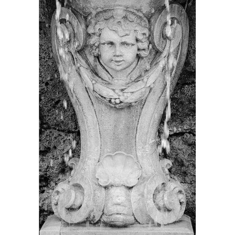 Black and White Fountain Detail III Gold Ornate Wood Framed Art Print with Double Matting by DeNardo, Laura