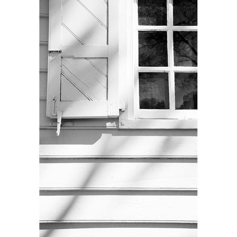 Black and White Windows and Shadows I White Modern Wood Framed Art Print by DeNardo, Laura