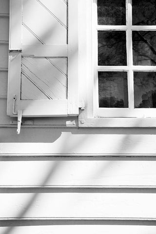 Black and White Windows and Shadows I White Modern Wood Framed Art Print with Double Matting by DeNardo, Laura