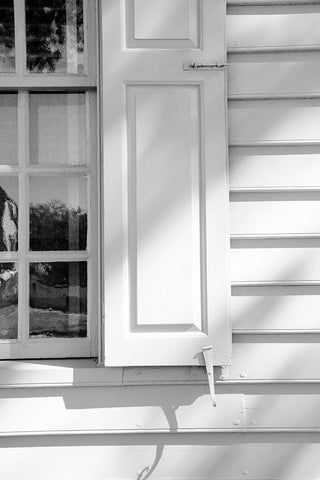 Black and White Windows and Shadows II White Modern Wood Framed Art Print with Double Matting by DeNardo, Laura