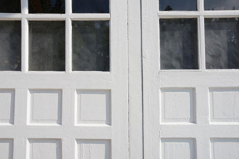 Black and White Windows and Shadows III White Modern Wood Framed Art Print with Double Matting by DeNardo, Laura