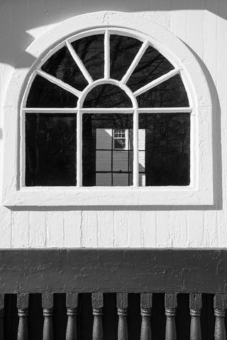 Black and White Windows and Shadows IV White Modern Wood Framed Art Print with Double Matting by DeNardo, Laura