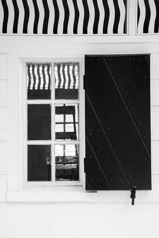 Black and White Windows and Shadows V Black Ornate Wood Framed Art Print with Double Matting by DeNardo, Laura