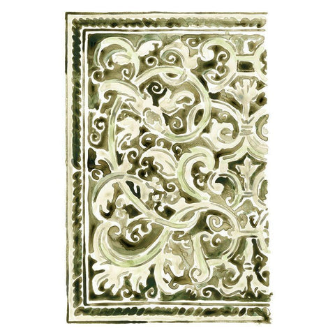 Sage Panel Motif I Black Modern Wood Framed Art Print by Vess, June Erica