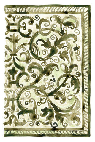 Sage Panel Motif II White Modern Wood Framed Art Print with Double Matting by Vess, June Erica