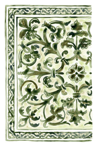 Sage Panel Motif III Black Ornate Wood Framed Art Print with Double Matting by Vess, June Erica