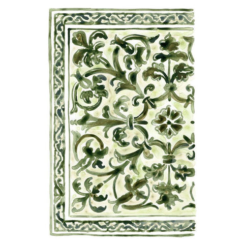 Sage Panel Motif III Black Modern Wood Framed Art Print by Vess, June Erica