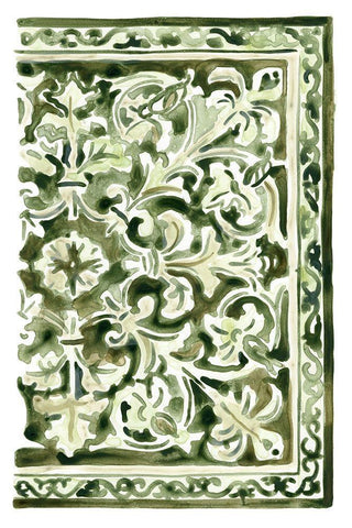 Sage Panel Motif IV Black Ornate Wood Framed Art Print with Double Matting by Vess, June Erica