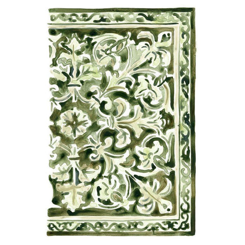 Sage Panel Motif IV Black Modern Wood Framed Art Print with Double Matting by Vess, June Erica