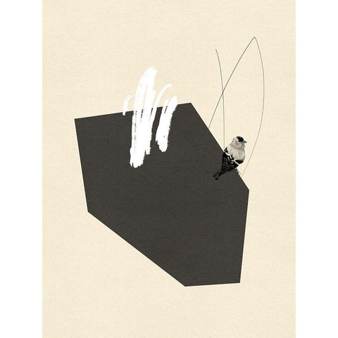 Steel Sequin with Bird IV Black Modern Wood Framed Art Print with Double Matting by Green, Jacob