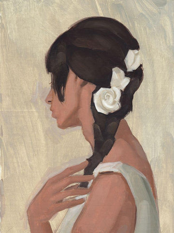 Female Portrait II White Modern Wood Framed Art Print with Double Matting by Green, Jacob