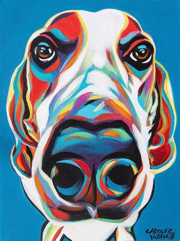 Nosey Dog I White Modern Wood Framed Art Print with Double Matting by Vitaletti, Carolee