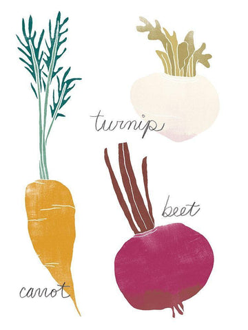 Simple Veggies I White Modern Wood Framed Art Print with Double Matting by Vess, June Erica