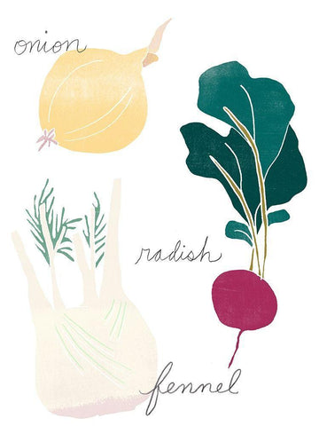 Simple Veggies II White Modern Wood Framed Art Print with Double Matting by Vess, June Erica