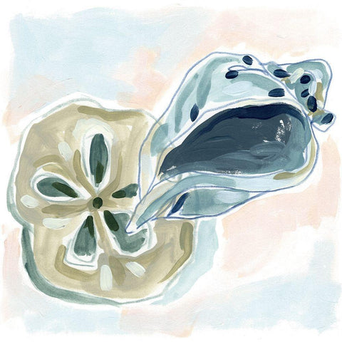 Shell Melody I White Modern Wood Framed Art Print by Vess, June Erica