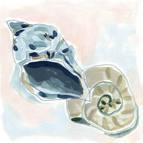 Shell Melody II White Modern Wood Framed Art Print with Double Matting by Vess, June Erica