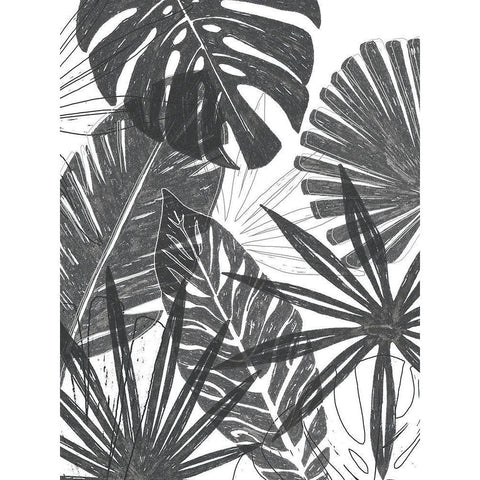 Palm Shadows I Black Modern Wood Framed Art Print by Vess, June Erica