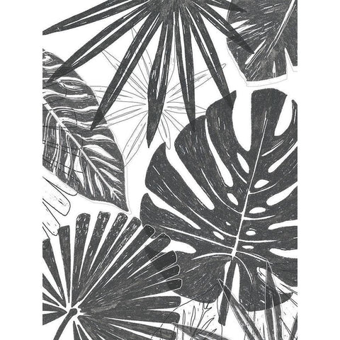 Palm Shadows II White Modern Wood Framed Art Print by Vess, June Erica