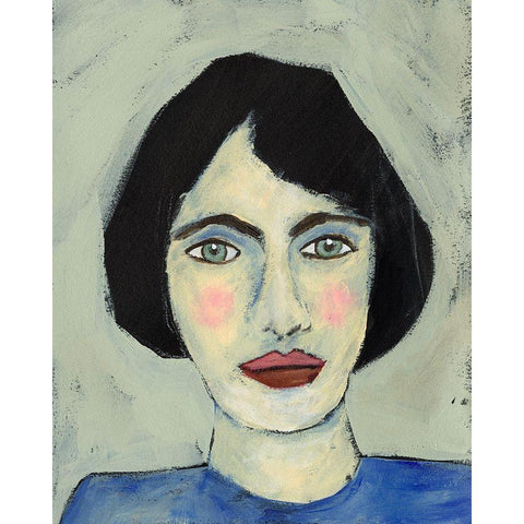 Green Eyed Girl I Black Modern Wood Framed Art Print by Moore, Regina