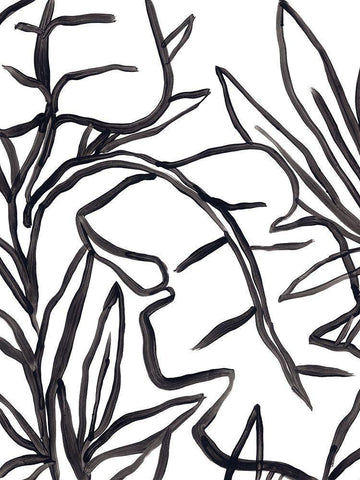 Naive Foliage I White Modern Wood Framed Art Print with Double Matting by Vess, June Erica