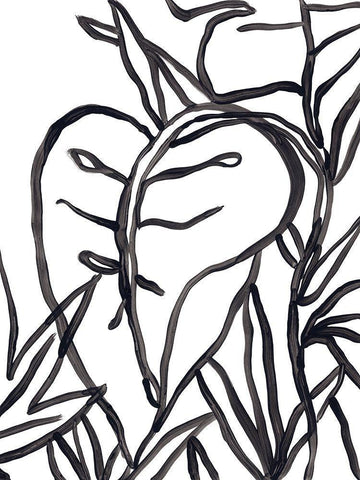 Naive Foliage II White Modern Wood Framed Art Print with Double Matting by Vess, June Erica