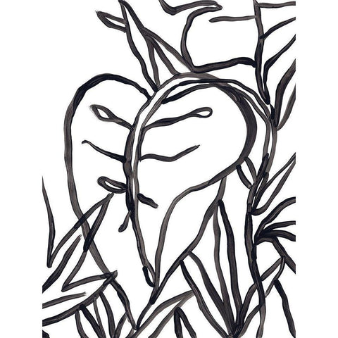 Naive Foliage II Black Modern Wood Framed Art Print by Vess, June Erica