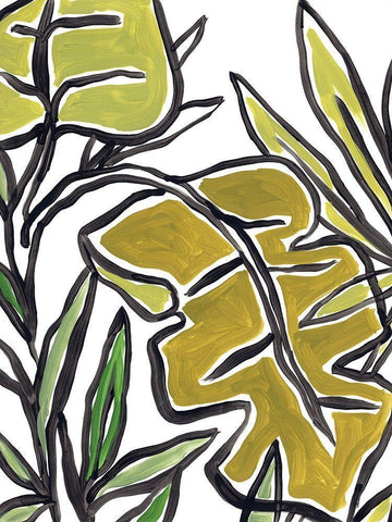 Naive Foliage III Black Ornate Wood Framed Art Print with Double Matting by Vess, June Erica