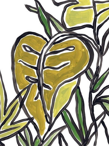 Naive Foliage IV Black Ornate Wood Framed Art Print with Double Matting by Vess, June Erica