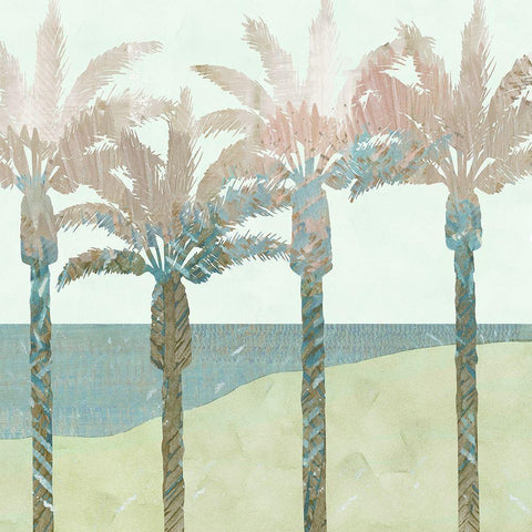 Retro Palms II Gold Ornate Wood Framed Art Print with Double Matting by Kouta, Flora